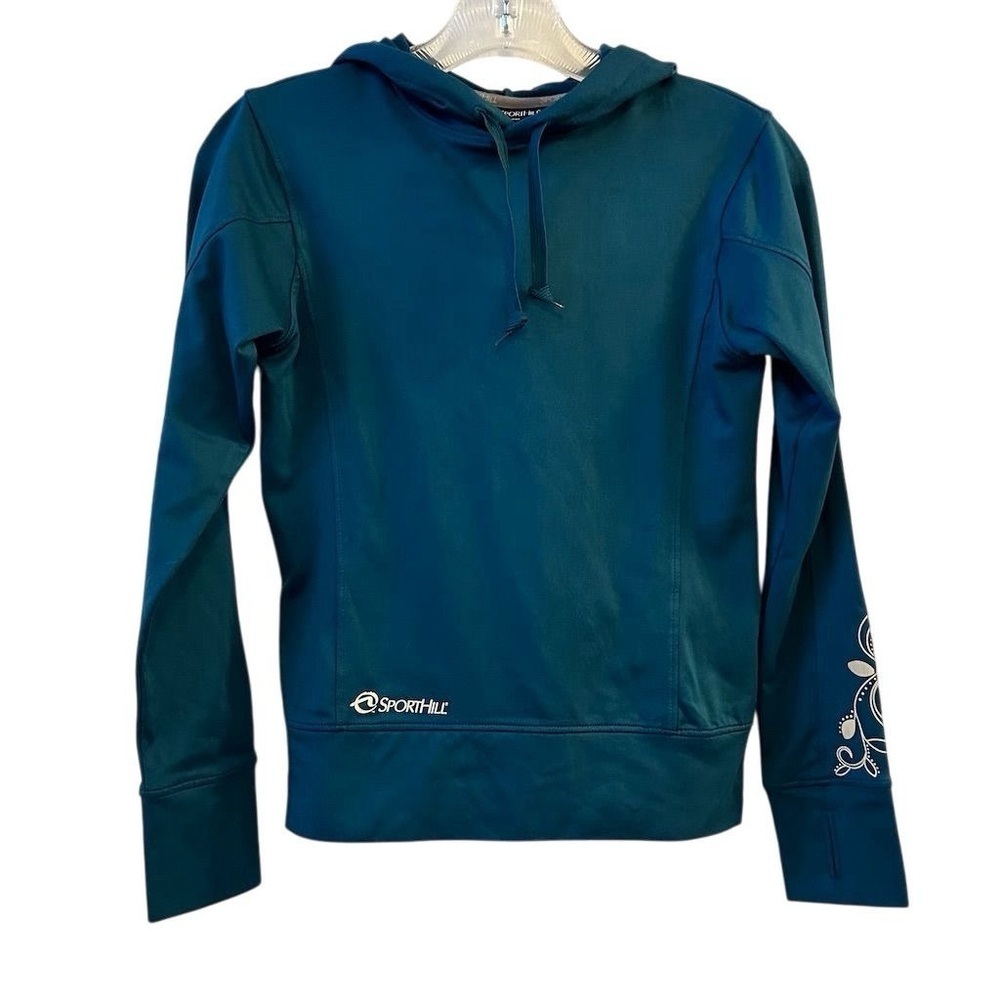 SportHill Women's Blue Hoodie XS Long Sleeve Casual Fall Wear Arm Detail‎